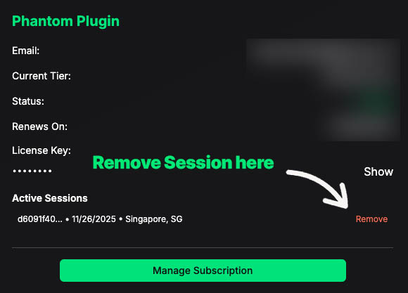 Resetting License Session